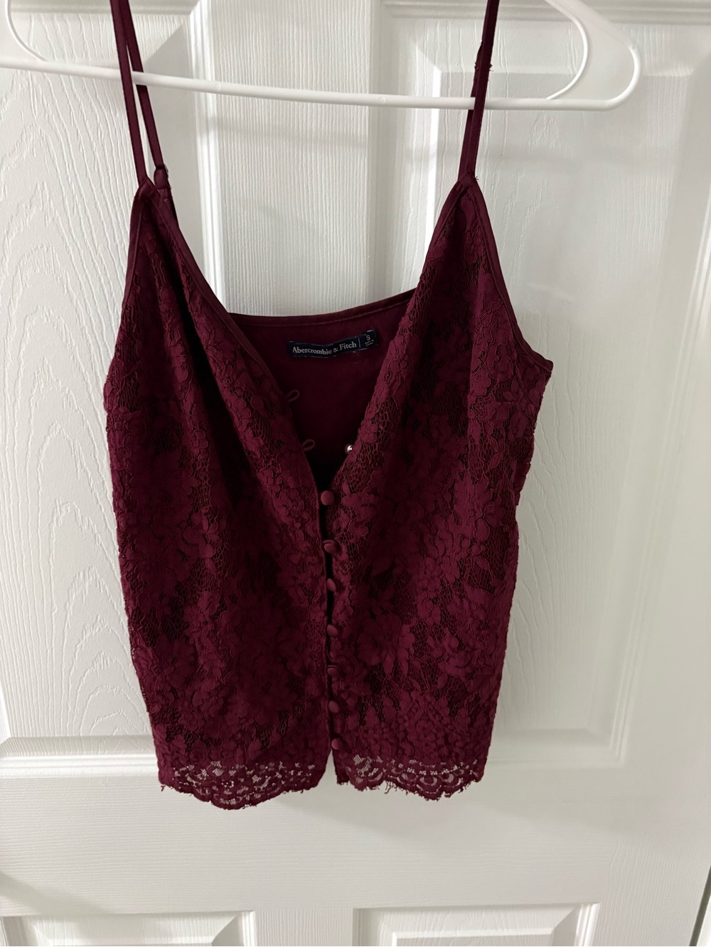 Abercrombie & Fitch Wine Lace Button-Front Cami